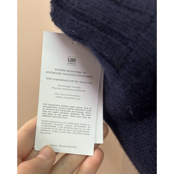 UGG NWT Navy Cashmere Wool Blend Leather Palm Tech Gloves Size Large/XL flawed - Picture 6 of 9